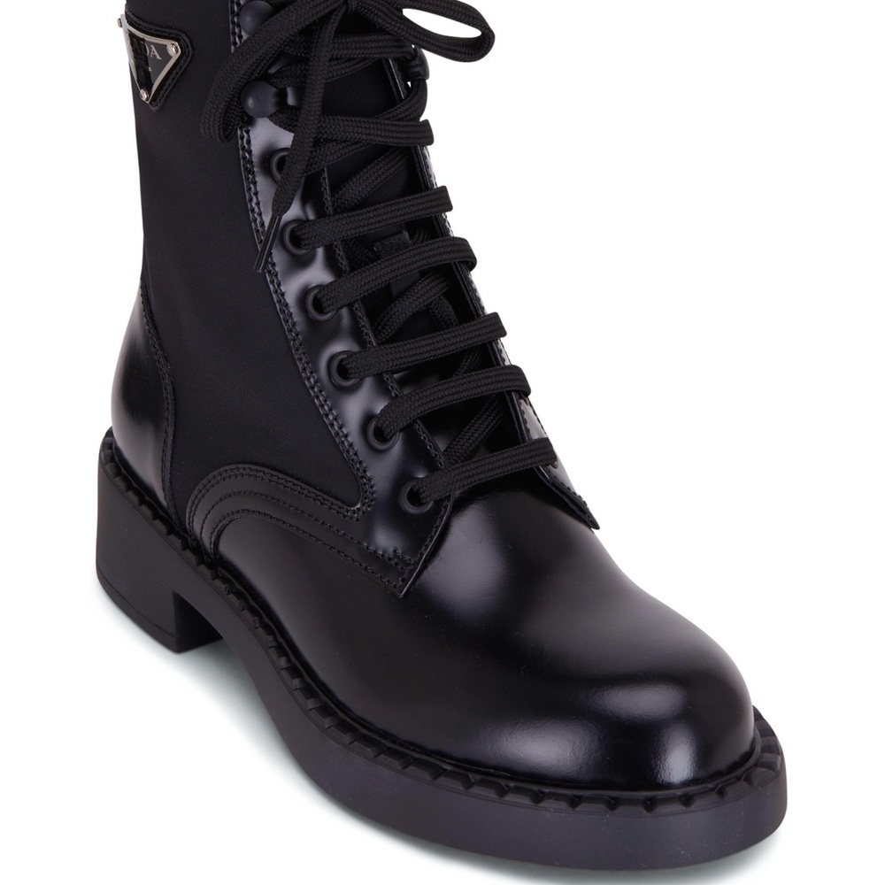Prada Women’s Black Lace-Up Combat Boot